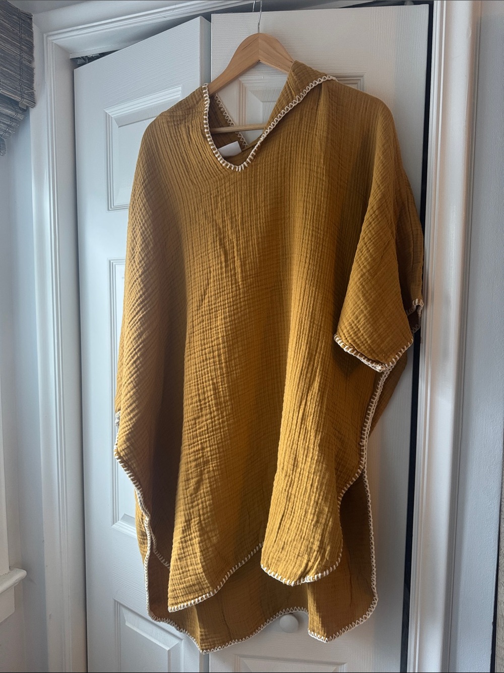Parachute Mustard Tunic Poncho with Contrast Trim